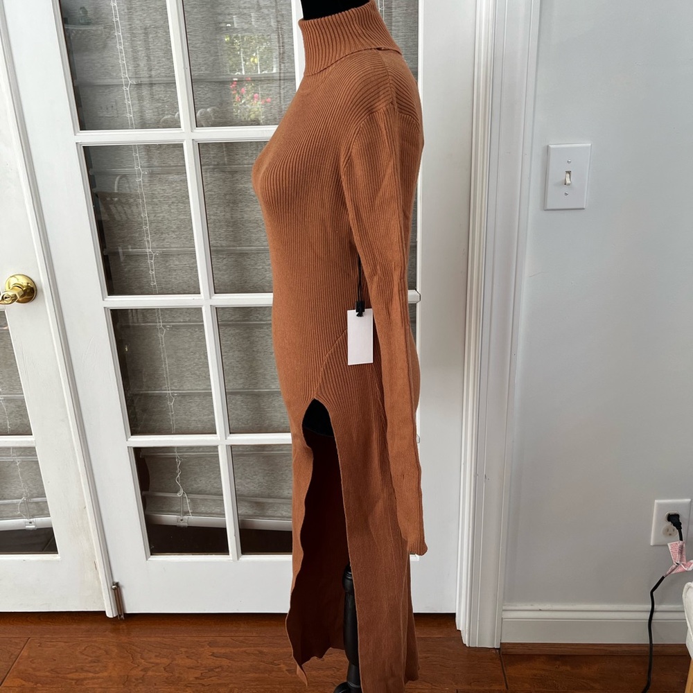Astr Camel Ribbed Knit Dress - Picture 6 of 11